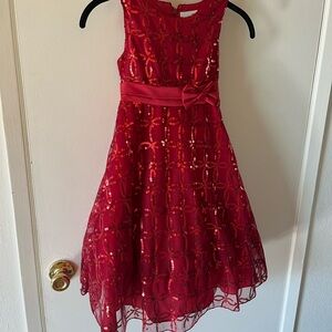 Red Sequin Formal Kids Dress